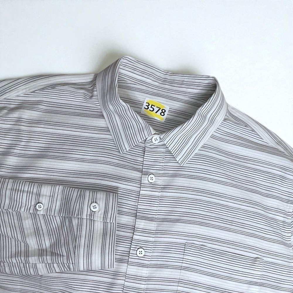Lululemon Mens Shirt XL Striped Gray Light BasicCasual Stretch Athleisure Office